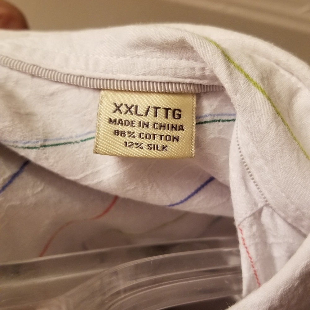 Tommy Bahama Men's Dress Shirt Cotton Silk Blend White Colored Stripes XXL EUC! - Picture 5 of 9